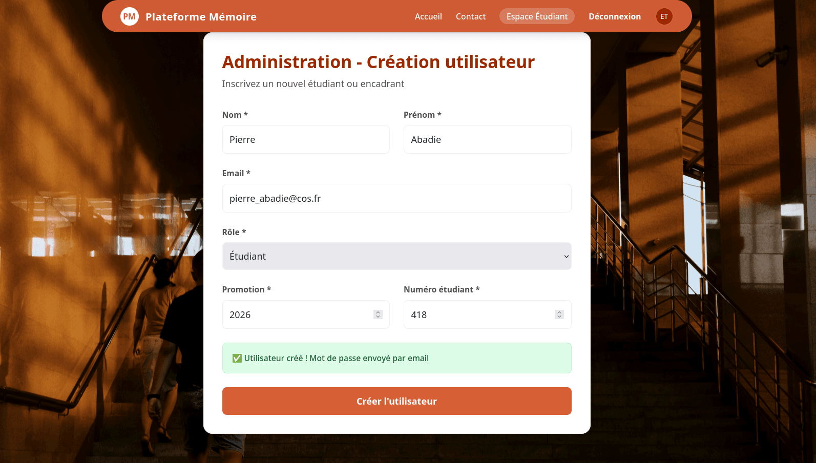 Création d'utilisateur